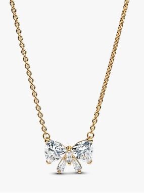 Authentic Pandora Sparkling Bow Necklace - 18” - NWOT